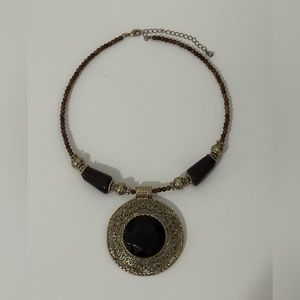 Brown and Gold tone beaded necklace